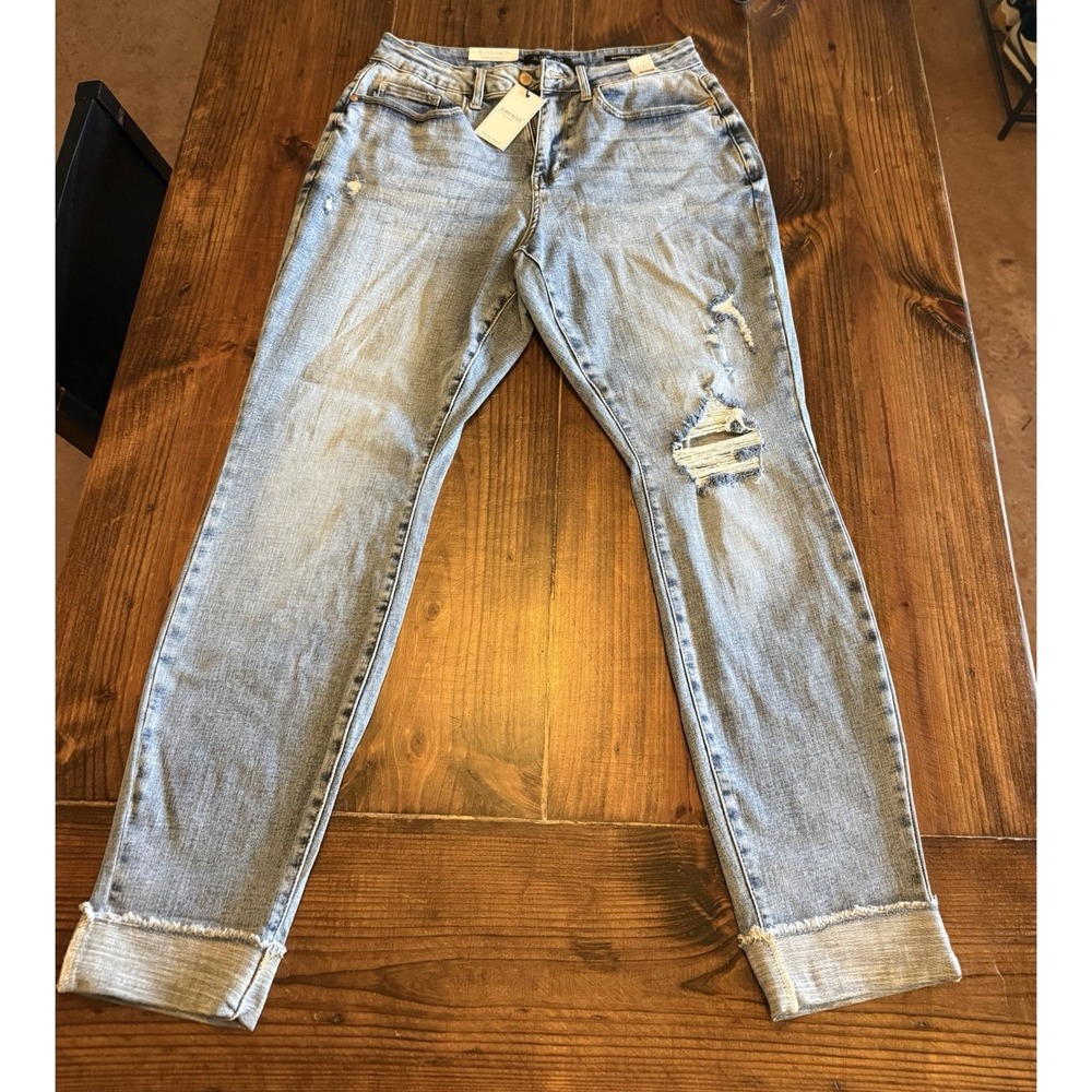 JUDY BLUE JB88605 Distressed Boyfriend Fit Mid rise NEW Jeans Size 14w